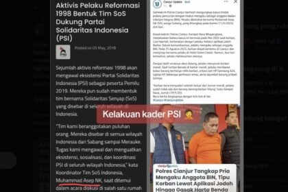 Kader PSI mengaku sebagai anggota BIN. BIN gadungan itu ditangkap setelah menipu wanita luar dalam.