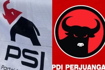 Ilustrasi bendera PSI dan PDIP.