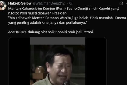 Netizen dukung Polri berada di bawah kementerian. Mengutip pernyataan mantan Kabareskrim Polri Susno Duadji.